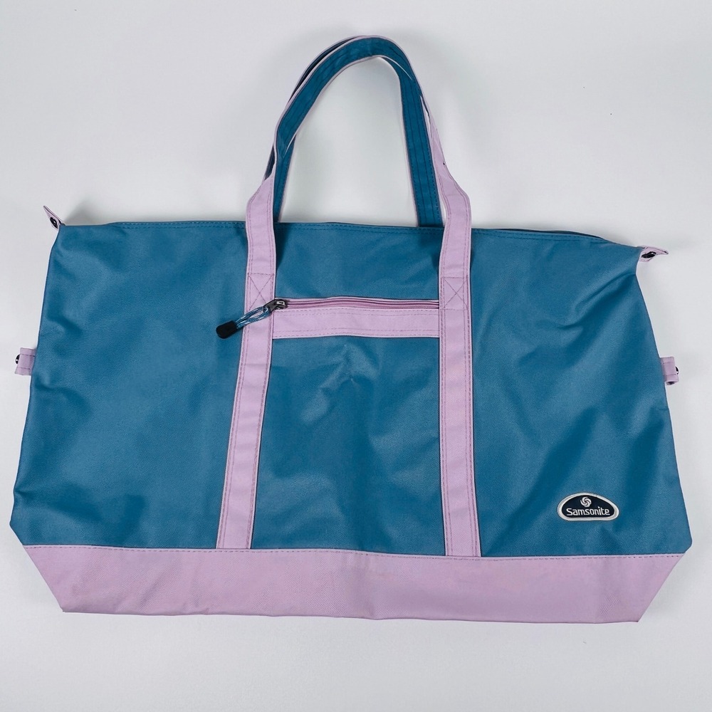 NWOT Samsonite Travel Duffle bag Aqua Pink Large Carry On Weekender Retro Y2K